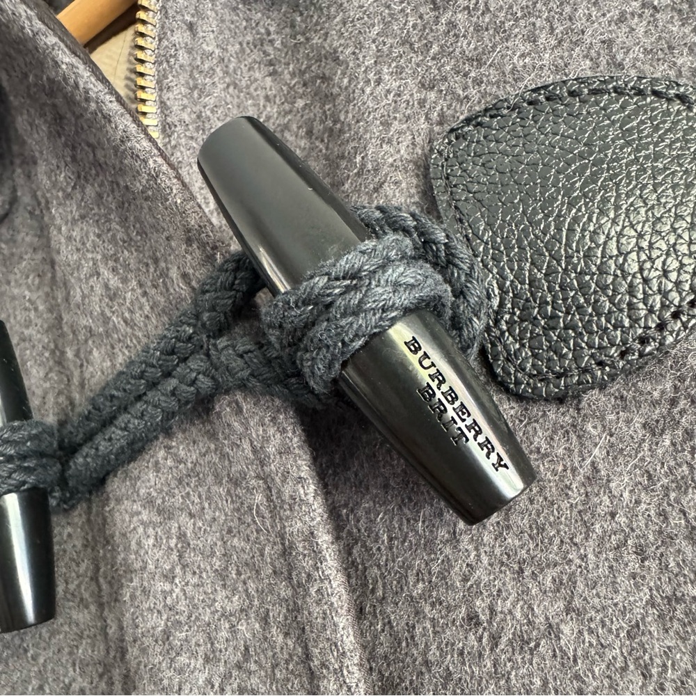 Burberry Brit Blackwell Coat Charcoal Gray Melange With Fox Fur Hood - Picture 4 of 8